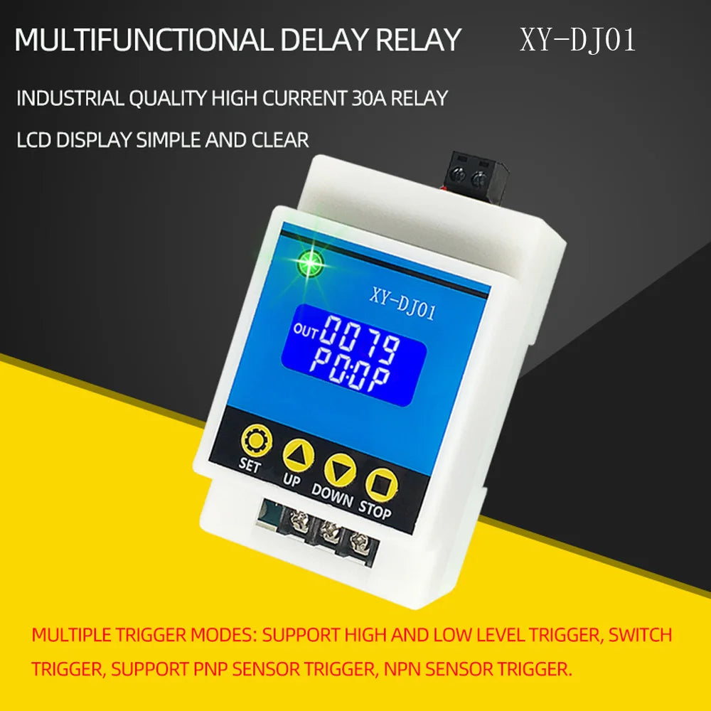 DC 6-30V Time Delay Relay Module Programmable Timer Relay Control Switch Circuit Timing Trigger Cycle with LCD Digital Display Vue XY-DJ01