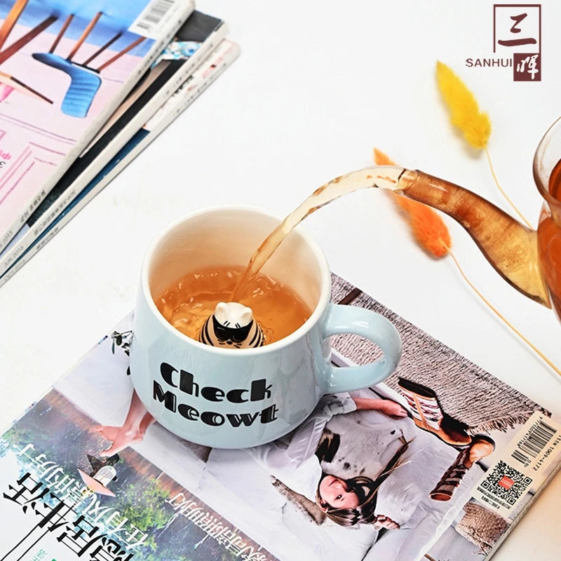 3D Ceramic Coffee Mug With Handle Cute Textured Breakfast Cup For Home Office Desk Table Decor For Women Couples Birthday Gift Vue