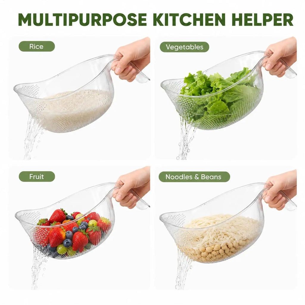 Multifunctional Fruit Rinser Colander with Strainer Rice Drainer Strainer for Rinsing Vegetables Grains Beans Meal Prep Picnic Vue