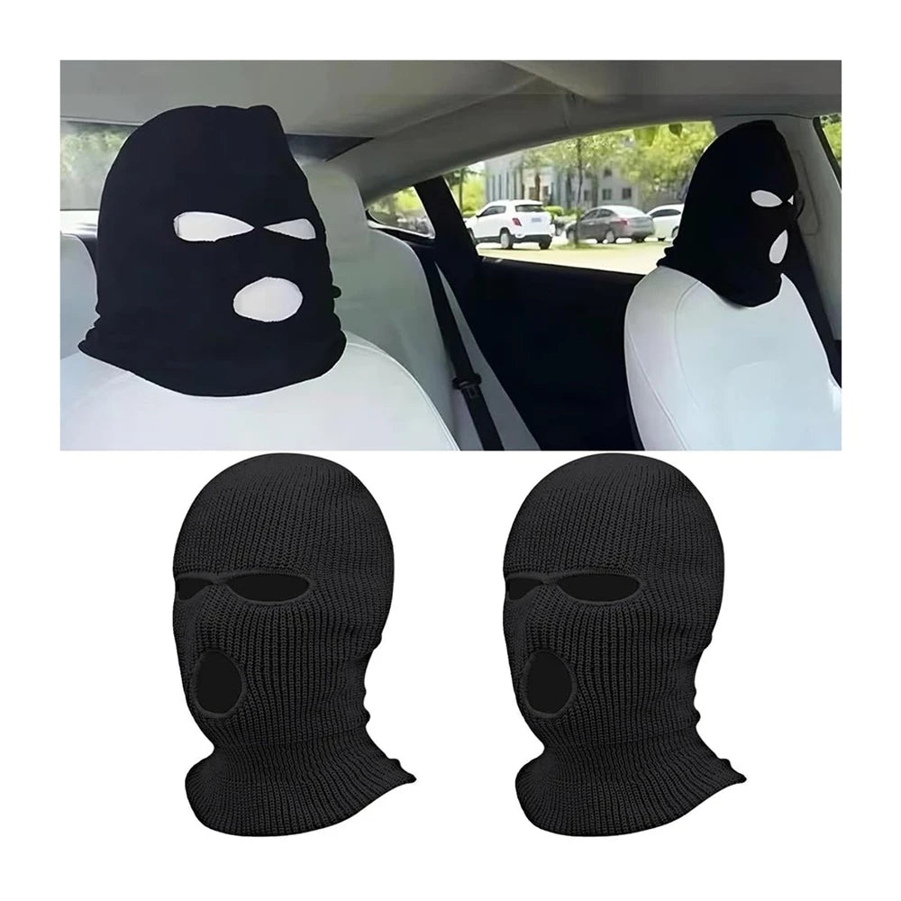 Universal Car Headrest Cover Car Seat Face Mask Ski Mask Halloween Christmas Funny Decoration for Tesla BMW Ford Volkswagen Kia Vue