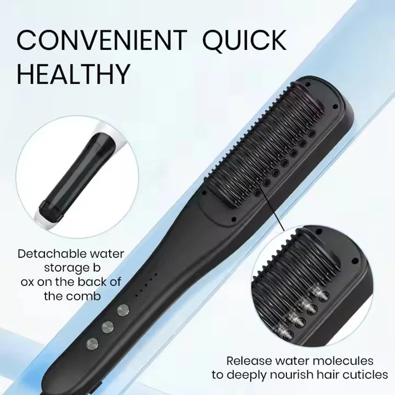 2-in-1 Steam Hair Straightener Brush & Curler – Negative Ion Hair Straightener Brush Vue