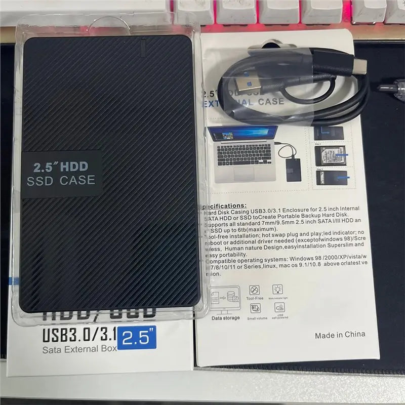 Hot-USB-C External Hard Drive Enclosure 2.5'' HDD SSD For Sata Vue