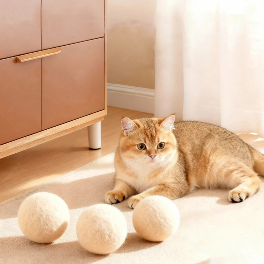 Cat Pom Pom Wool Felt Balls – Interactive Kitten Plush Toy Interactive Cat Toy Vue