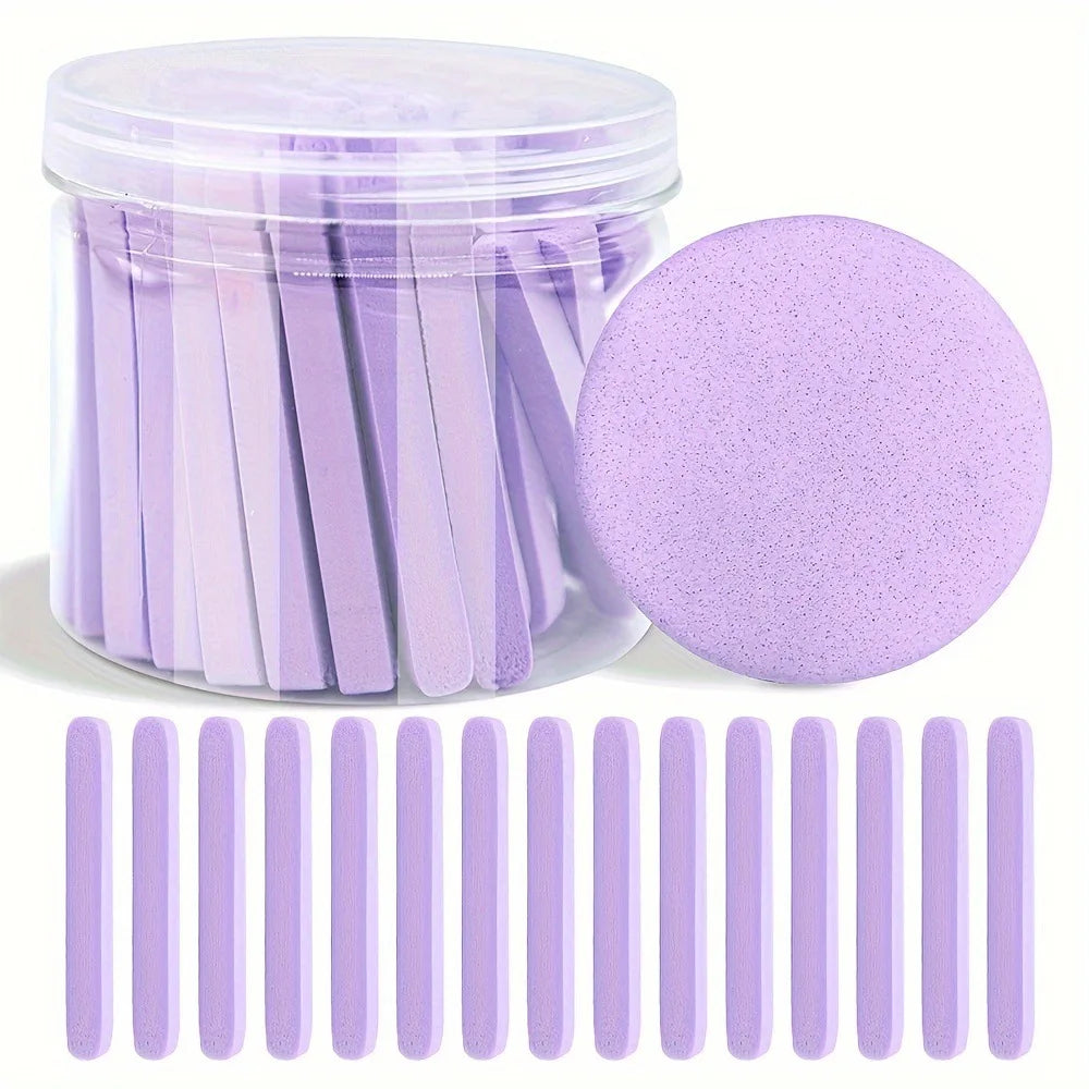 50Pcs/Set Compressed Face Wash Sponge Canned Smooth Skin Facial Sponges Disposable Face Cleansing Cotton Pad For All Skin Types Vue C-50 Purple