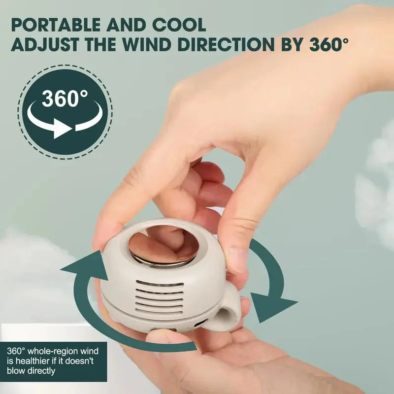 Whirlwind Leafless Fan With Portable Button Design USB Charging Silent Portable Mini Fan For Home And Outdoor Travel Vue