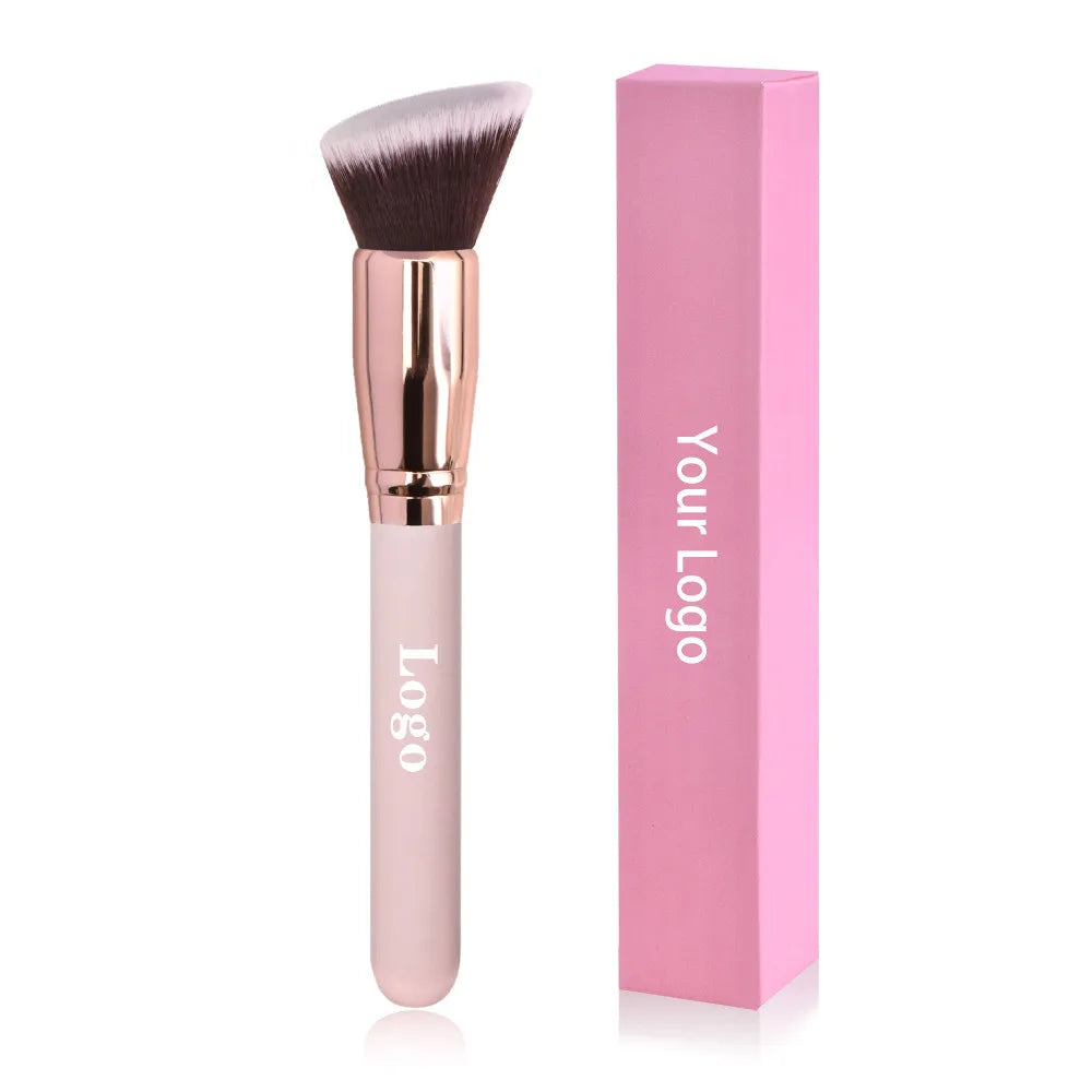 Free Private Label Makeup Brushes Foundation Loose Powder Concealer Blending Brush Pink Beauty Makeup Tool Wholesale Bulk 10pcs Vue P2