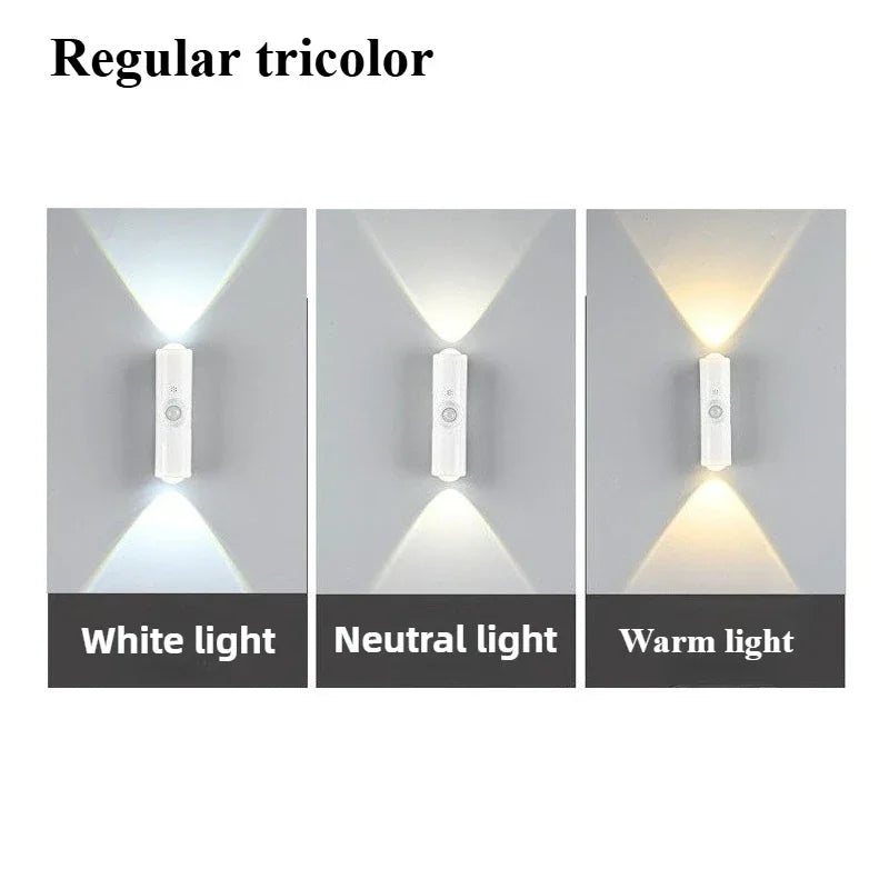 1-20PC Magnetic RGB Color Changing Night Light Smart Motion Sensor Rechargeable Wall Lamp for Garden Hallway Stairs Nursery Room Vue Regular tricolor 3PCS