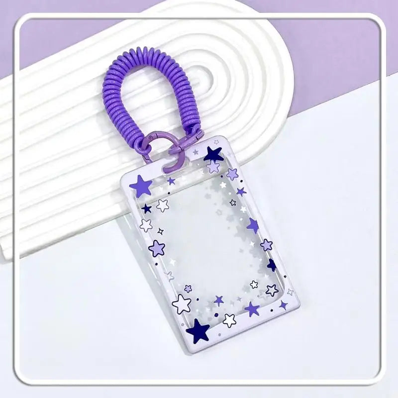 Star Sliding Cover Card Holder Transparent Portable ID Protector Kpop Photocard Photo Case Student School Card Bus Card Holder Vue A12