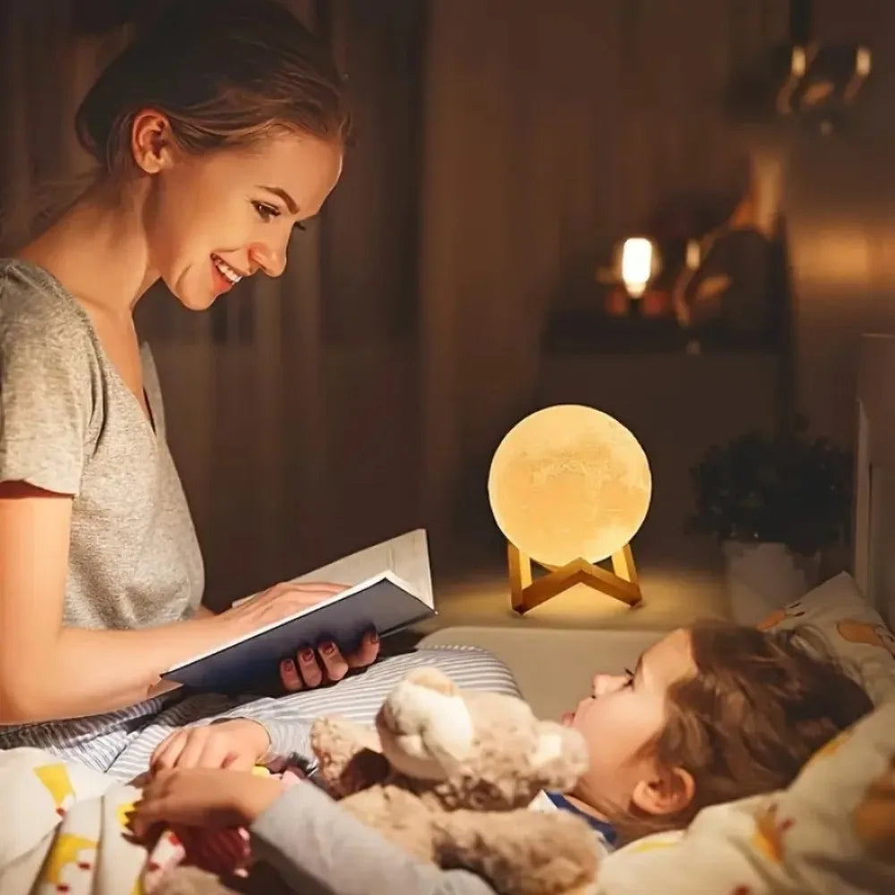3D Moon Lamp Night Light, Battery Powered Table Lamp for Bedroom, Kids Room, Birthday Gift Home Party Holiday Aesthetic Decor Vue