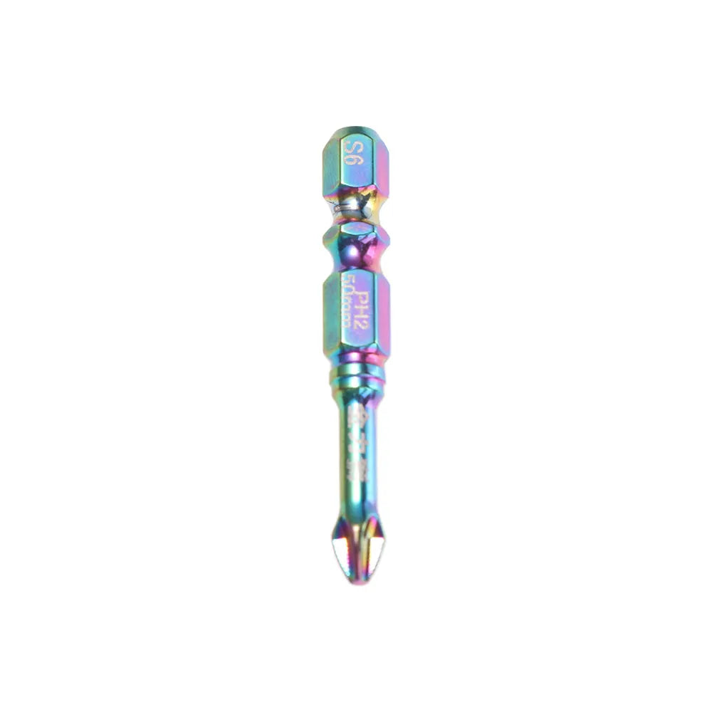 6/8PCS S6 Colorful Titanium Magnetic Batch Head High Hardness Non-slip Cross Screwdriver Bits Precision Impact Vue