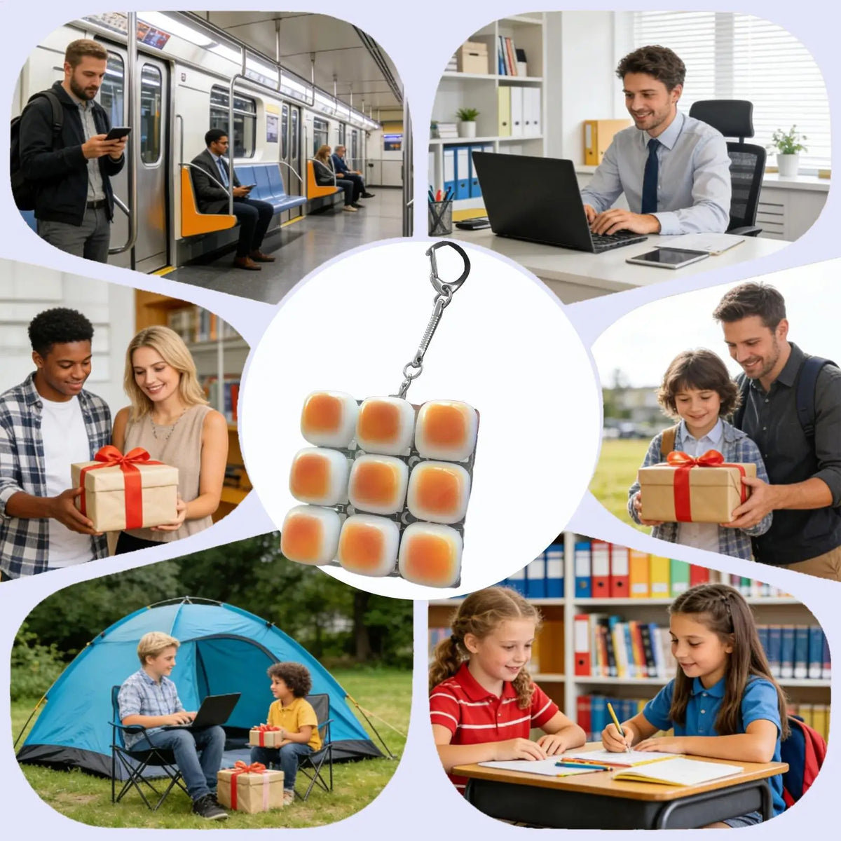 Bread Keyboard Fidget Keychain Anti-Stress Stress Relief Toy for Kids Teens Adults Programmers Collectors Study Work Travel Vue