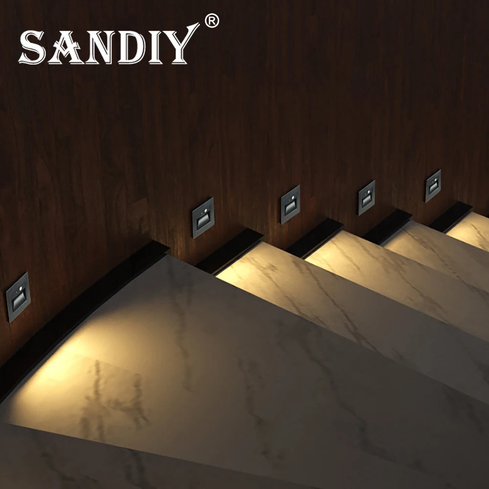 SANDIY Recessed LED Stair Light with Motion Sensor & Voice Control Recessed LED Wall Light Vue