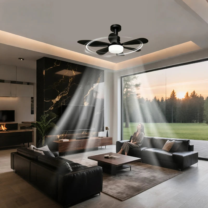 Ceiling Fan with Light E27 52CM Fan Light with Remote Control Super Quiet Socket Ceiling Fan for Bedroom Kitchen Home Lighting Vue