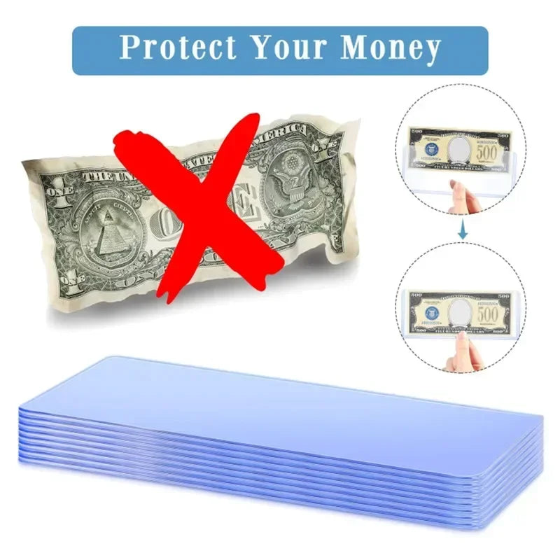 Paper Currency Protective Cover Supplies Two Sizes 205 X 110mm/173 X 75mm 50Pcs Clear PVC Paper Money Stamp Collection Bag Vue