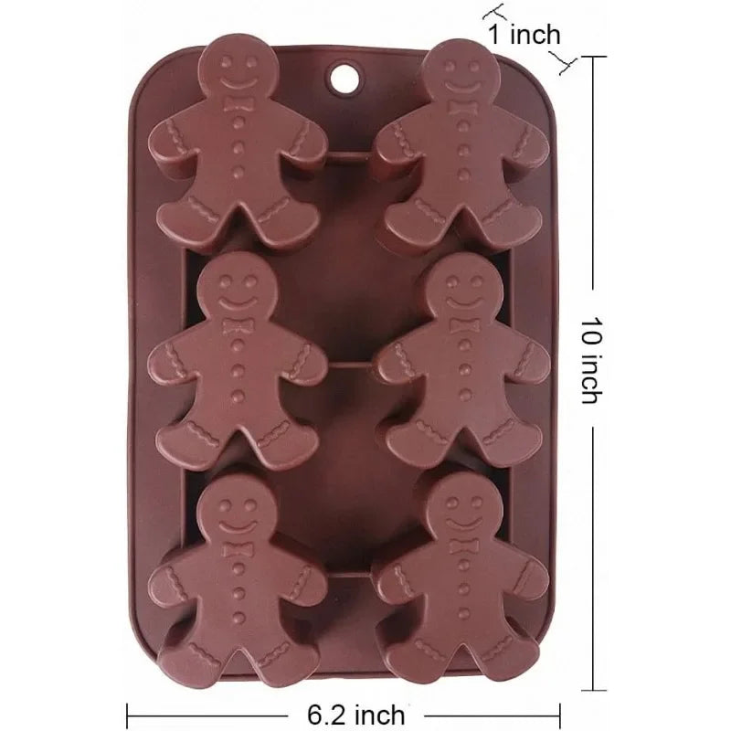 6-Cavity Gingerbread Man Silicone Mold for Christmas Chocolate, Suitable for Chocolate, Muffins, Candy, Cupcakes, and Baking Vue