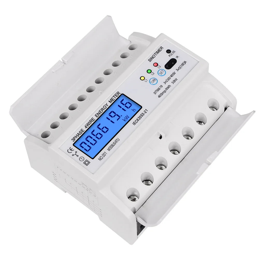 DTS6619-016 7P Three-phase Four Wire Energy Meter LCD Digital Display Meter with Backlight Energy Meter with RS485 Communication Vue
