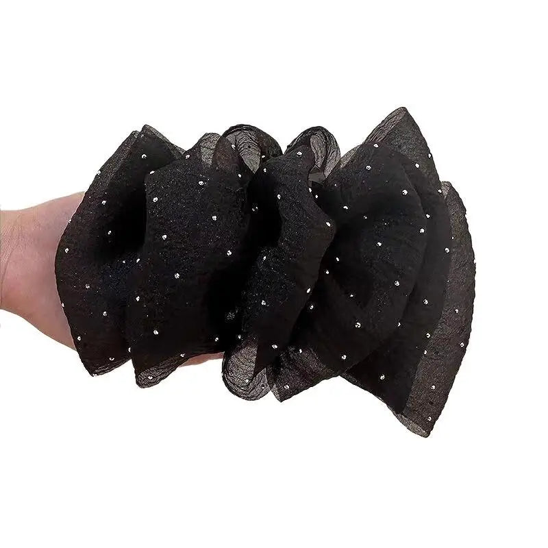 Beautiful Black Mesh Flower Hair Clip for Women Shark Grip Claw Ideal for Parties and Formal Occasions Vue