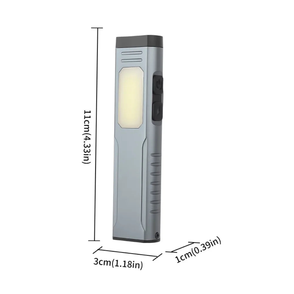Dual XTE Lights USB Rechargeable Flashlight Magnetic Attachment Audible Buzzer COB LED Floodlight Rechargeable Flash Light Vue Grey
