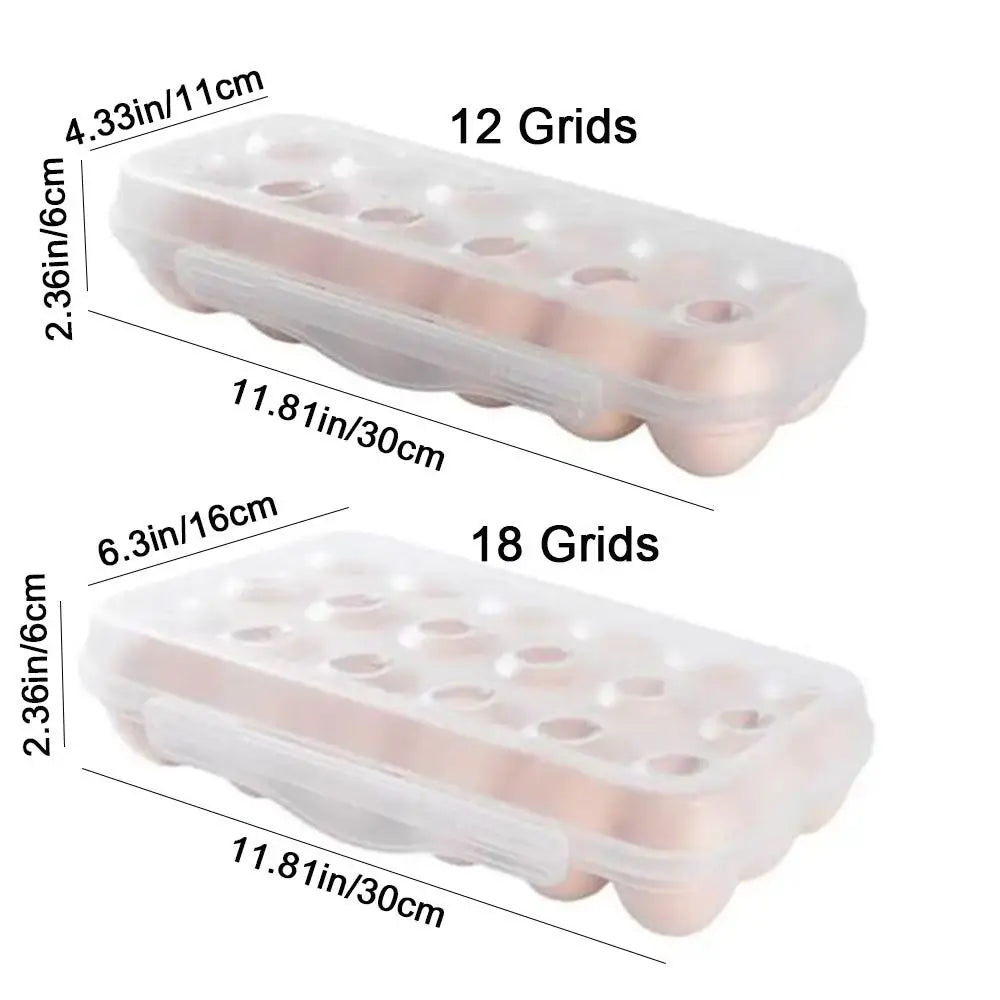 Practical Plastic 12/18 Grids Egg Tray Snap-on Anti-collision Egg Storage Box Transparent Stackable Fridge Egg Organizer Kitchen Vue
