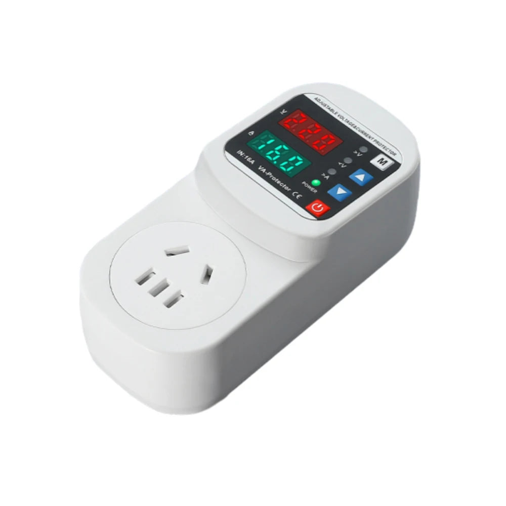 Over Voltage Current Under Voltage Protector Socket AC 220V 110V Adjustable 16A Surge Protector EU Plug Socket Safe Protector Vue