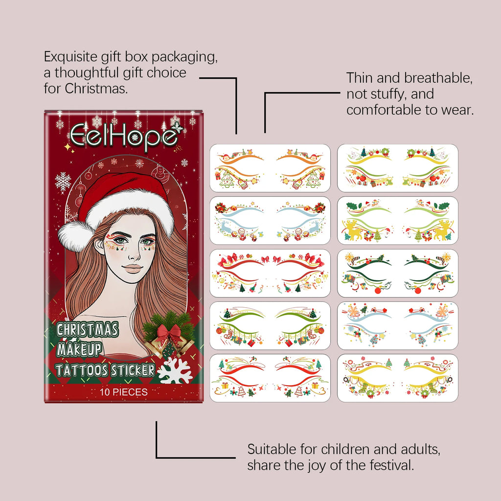 Christmas Face Stickers - Festive Sparkly Temporary Tattoos, Fun Effortless Holiday Makeup for Festive Christmas Look Vue