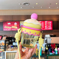 Drinkware with Lid and Straw Clear Tumbler Crossbody Hanging Rope Transparent Suction Cup Korean Ins 450ML Iced Coffee Cup Milk Vue Yellow