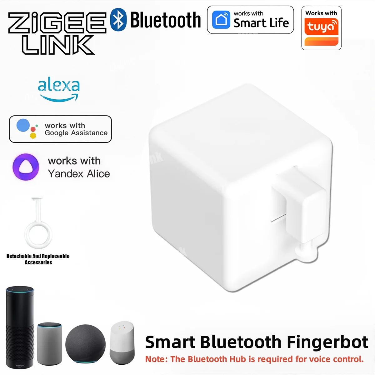Bluetooth Fingerbot Button Pusher Smallest Robot Automatic switch Wireless Thumb Remote Control Switch For Tuya Alexa Vue White