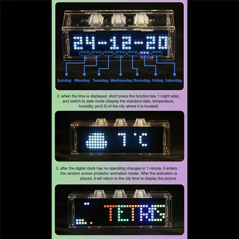 ABKW-RGB Ambient Light With Mechanical Keycap Clock Support Timer 3 X 6 Color Lighting Effect Wifi Connect Mobile Phone PC Vue