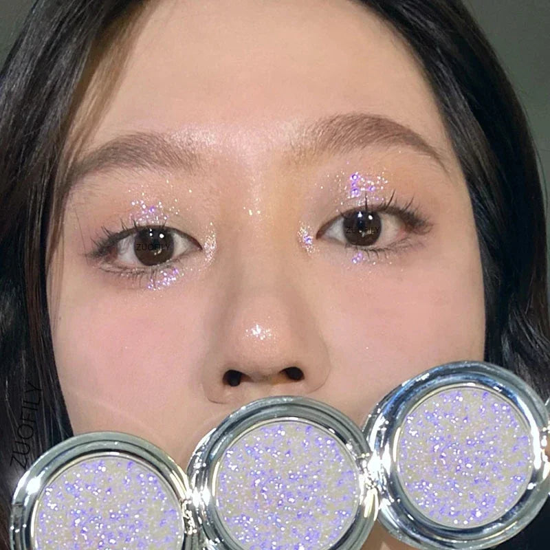 Disappears Glitter Eyeshadow Palette Purple Sequins Pigment Crystal Mud Shining Eyes Makeup Waterproof Lasting Midnight Party Vue