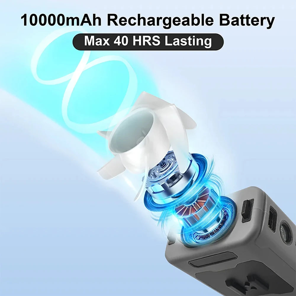 Multi-Functional Portable Waist Hanging Fan 5-Speed Adjustable USB Powered 10000mAh Portable Mobile Power For Outdoor Camping Vue
