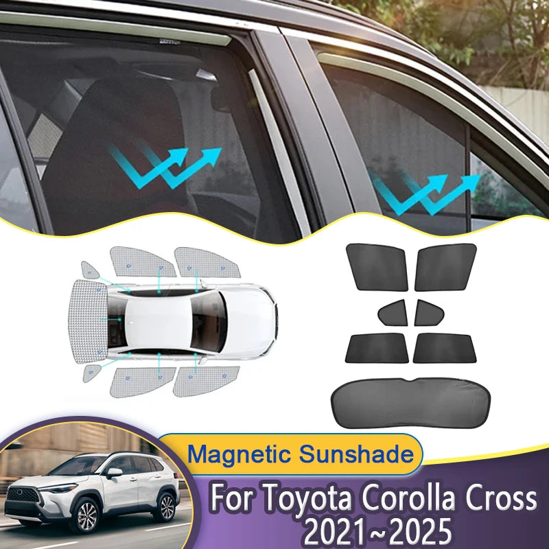 Car Mesh Sunshade For Toyota Corolla Cross XG10 2021~2025 2022 2023 2024 Window Magnetic Visor Sunshades Curtain Car Accessories Vue