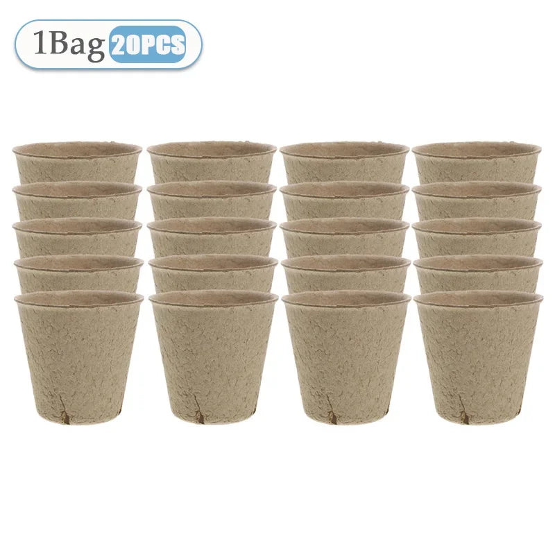 20-160PCS ﻿ 3.15 Inch Biodegradable Paper Pulp Seedling Starter Trays for Garden Planting Nursery Seed Germination Transplanting Vue Yellow-20PCS