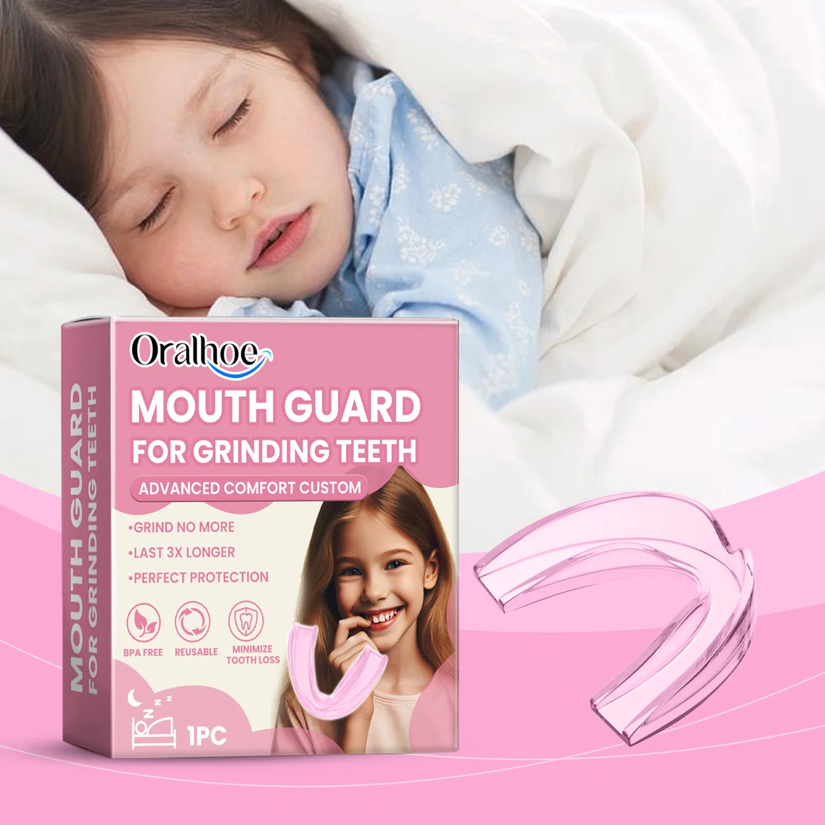Silicone Mouth Guard: Nighttime Anti-Biting and Anti-Grinding Teeth Protector for Children's Dental Protection Vue