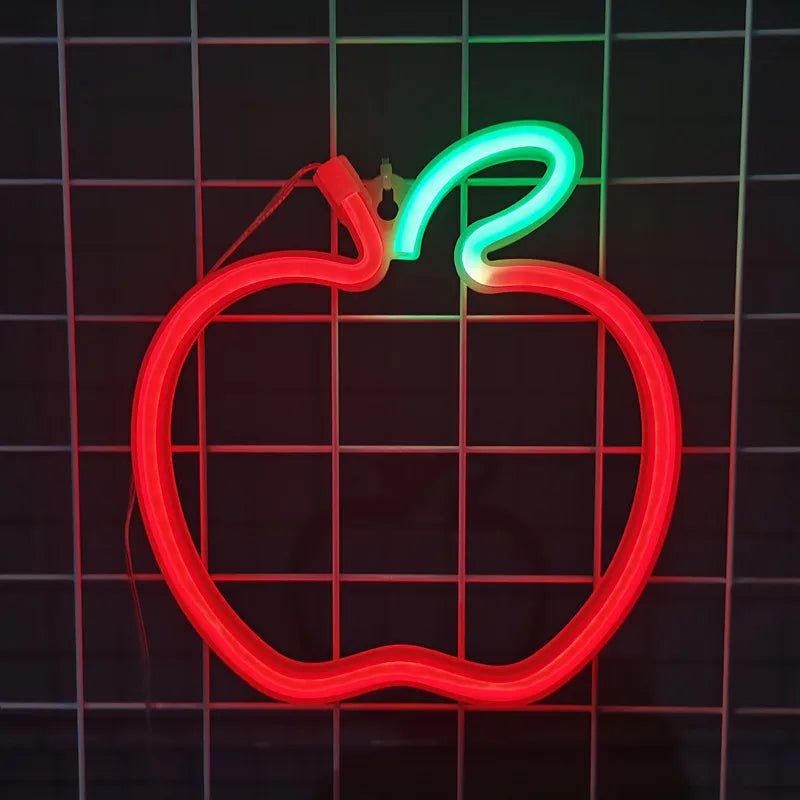 Room Decoration Apple Sign Modeling Lights Battery Powered LED Bar Light for Room Decoration Gift Night Light Party Holiday N15 Vue Red USB Plug