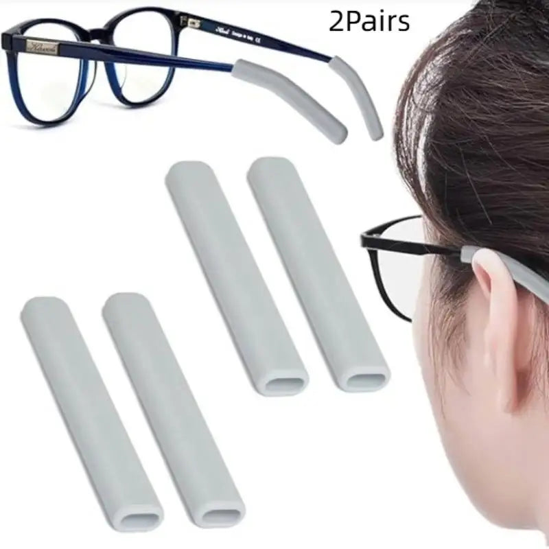 2 Pairs Silicone Anti-Slip Holder Glasses Anti-slip Cover Ear Hook For Sunglasses Eyeglass Leg Temple Tips Black White Brown Vue Gray