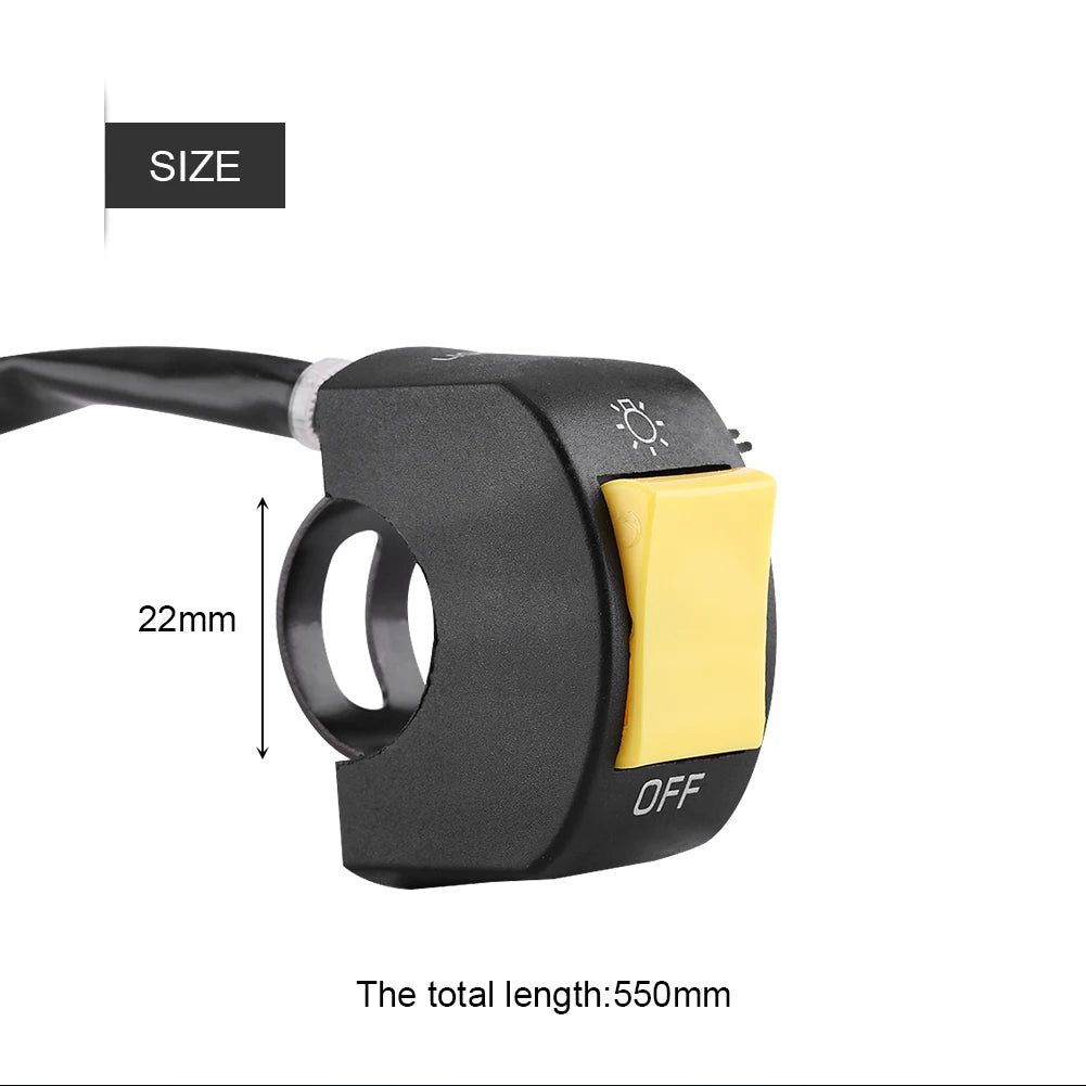 Motorcycle 7/8 inch handlebar-mounted LED headlight with push-button motorcycle handlebar control Vue