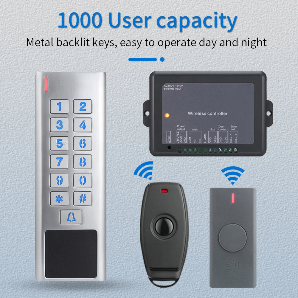 Zinc-Alloy IP66 Waterproof Wireless Access Control Kit 433Mhz AC 100V-240V Electronic Lock RFID Remote Control for Door Vue