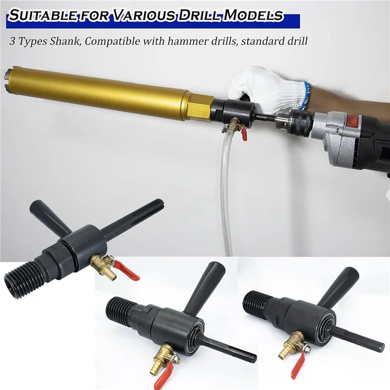 ABKW-1 1/4In-7 Male To SDS Plus Drill Adapter Kit- Water Injection Capable,Includes Solid Brass Hose Quick Connector And Hose Vue NONE