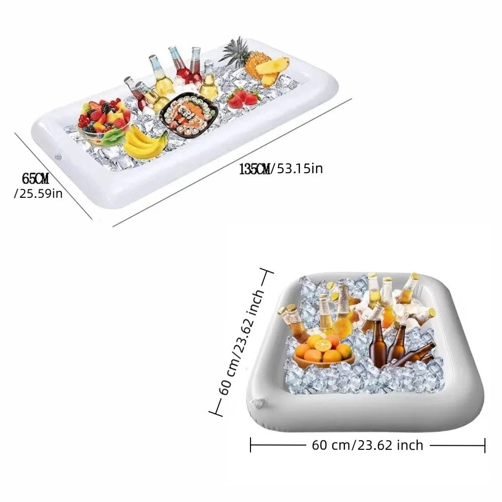 Funny PVC Inflatable Serving Bar Multi-functional Lightweight Pool Float Tray Portable Drink Tray Salad Tray Party Supplies Vue