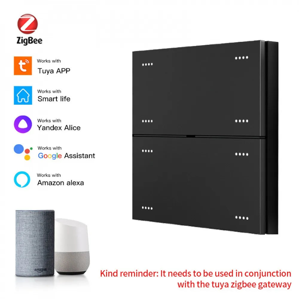 Tuya Zigbee Smart Switch AC110-220V 300W 8-key Smart Switch 10A Timing Switch Google Voice Smart Home Control work with Gateway Vue