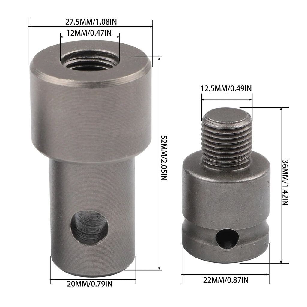 3-Piece Earth Auger Adapter Set – Hex, Round & 1/2" Drive Drill Adapter Set Vue