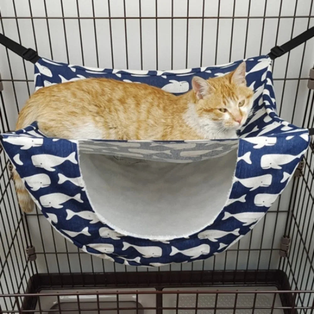 Breathable Cat Cage Hammock Sleeping House Adjustable Lanyard Kitten Swing Bed Thicken Cozy Cat Hanging Bed Cat Cage Accessories Vue