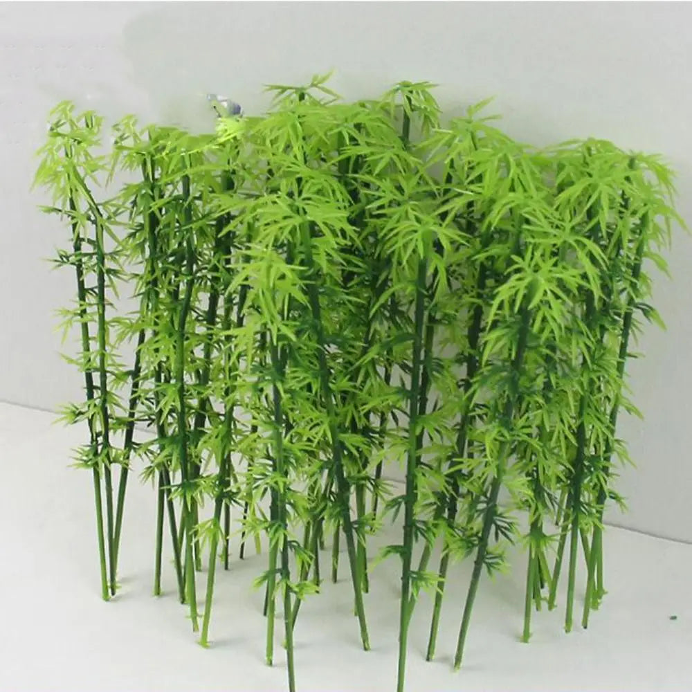 10pcs Plastic Miniature Bamboo Tree Small Simulated Sand Table Model Reusable Fake Micro Landscape Building Toys Vue
