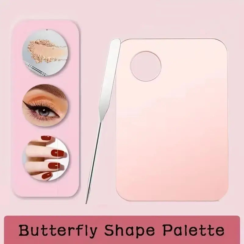 1set Acrylic Makeup Palette With Spatula Tool Foundation Brush Makeup Art Tool For Mixing Foundation Manicure Eyeshadow Makeup Vue