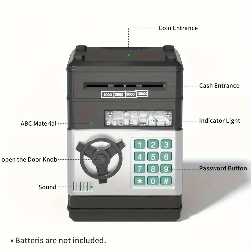 Kids ATM Piggy Bank Mini Safe with Password Lock & Coin Counter Kids Coin Bank Vue