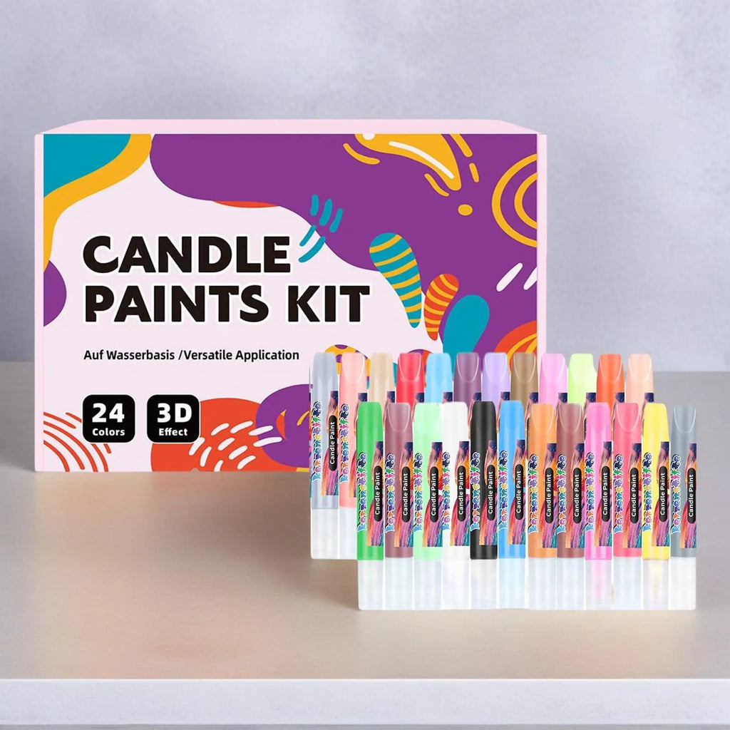 24 Color 10ml Non Baked 3D Candle Pen Children's Handmade DIY Candle Painting for Glass Vases Jackets Clothes Pants Vue
