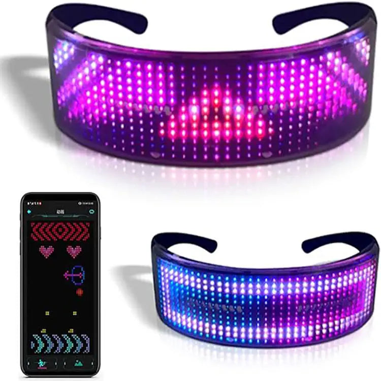LED Glasses Bluetooth Application Programmable Display Screen RGB Light, Suitable for Gatherings, Parties, Christmas Holidays Vue A
