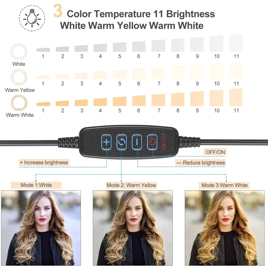 Selfie Ring Lamp Led Ring Light Selfie With Tripod Ring For Selfie Phone Video Photography Lighting For Youtube Phone Holder Vue