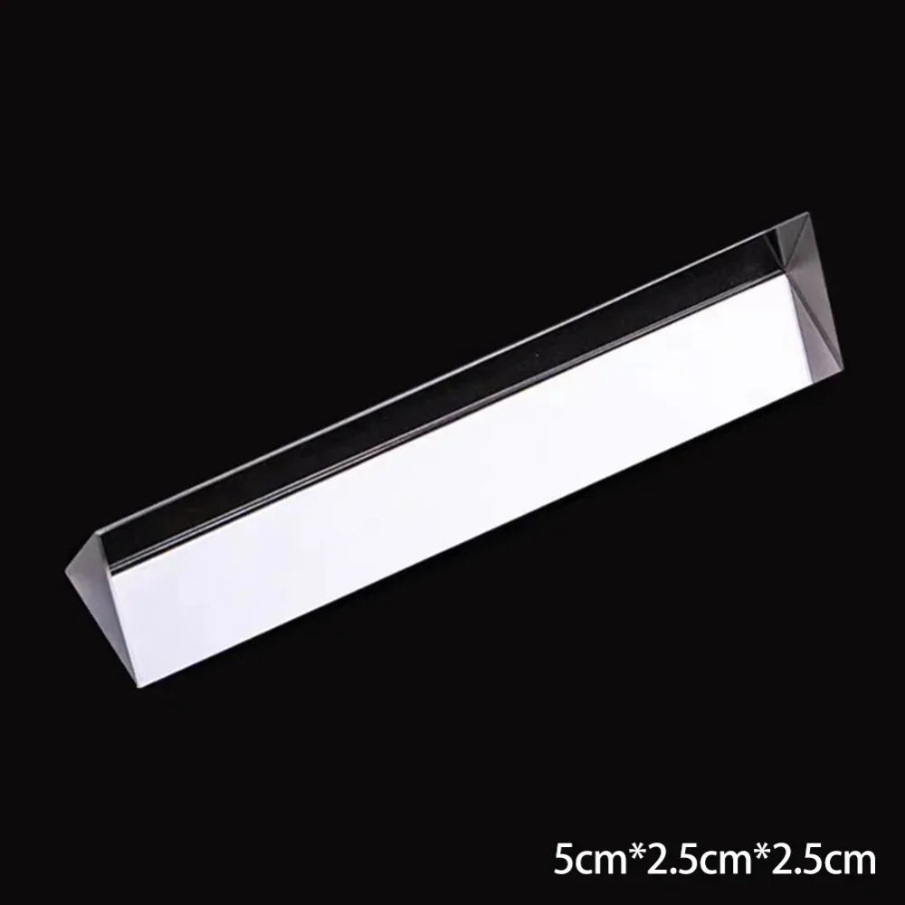 K9 Crystal Triangular Prism Seven Color Length Size Glass Prism Color Prisms Mirror Rainbow Prisma Physics Classroom Vue 25-25-50mm