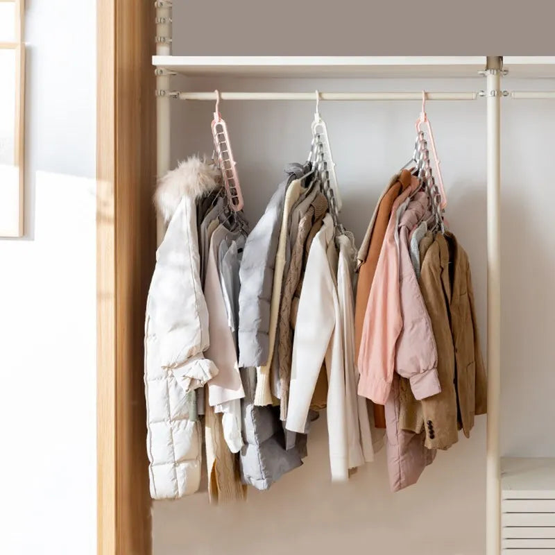 1-20PCS 9 Hole Collapsible Hanger Rotating Magic Foldable Clothes Organizer Space Saving for Closet Scarf Tie Belt Storage Holde Vue